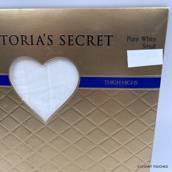 VGT Victoria's Secret Sheer Thigh Highs Size Small Pure White Lace Trim Stocking - Picture 2 of 3
